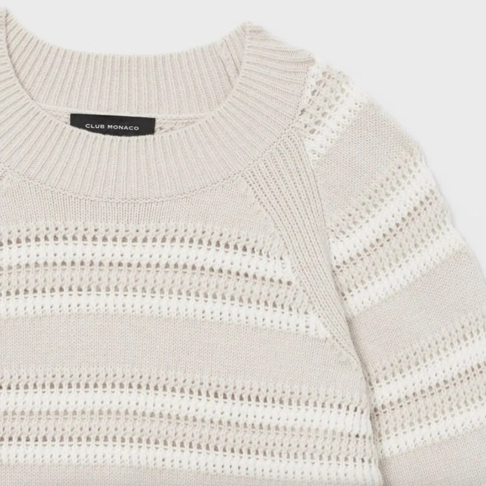 Club Monaco Striped Raglan Wool Knit Crewneck Sweater Size Small - Picture 4 of 14